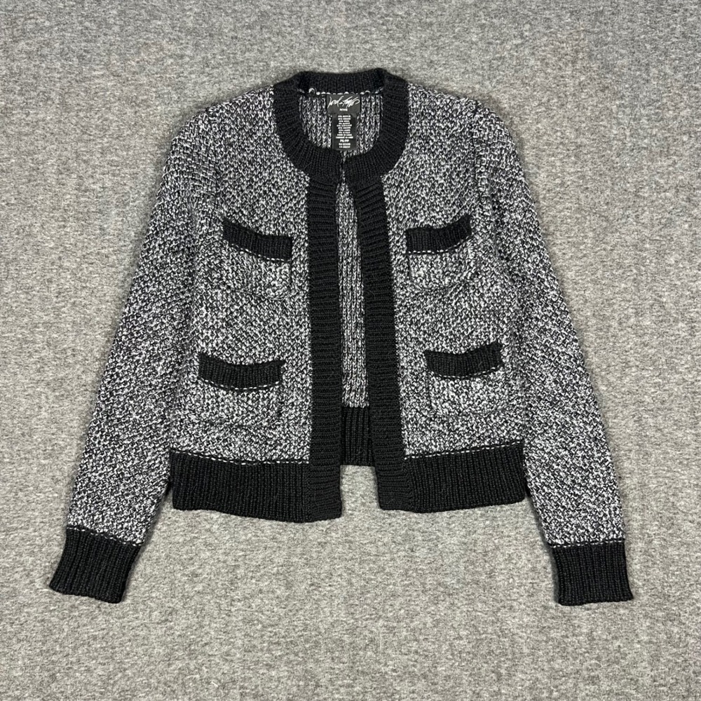 Lord & Taylor Marled Knit Cardigan Sweater Women Petite Small Alpaca Wool